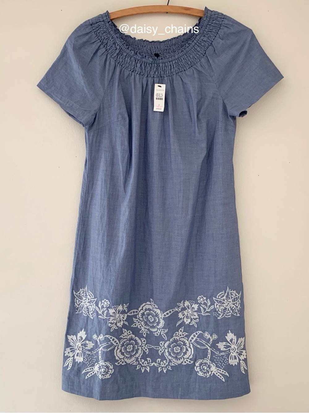 Talbots Embroidered Chambray Dress
